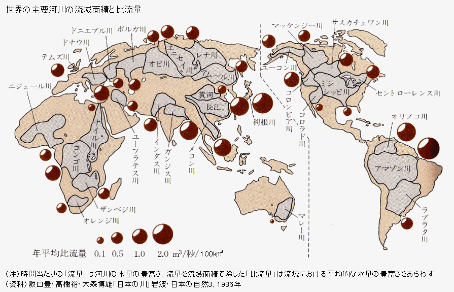 図録 世界と日本の主要河川の流域図