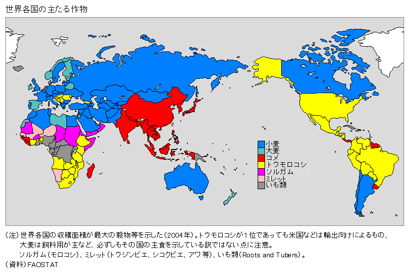 図録 世界各国の主たる作物 世界地図